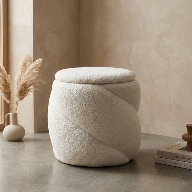 Garden Greatness Aurelie Teddy Blanc Chest Stool in Cream - image 1