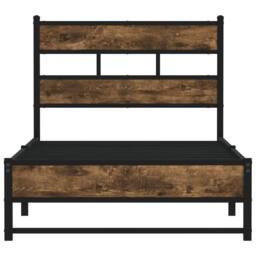 Berkfield Home Metal Bed Frame without Mattress Smoked Oak 100x200 cm in Brown - thumbnail 4