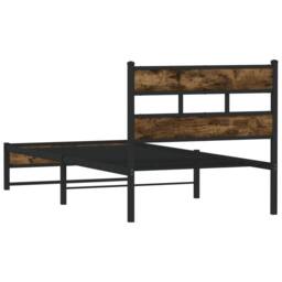 Berkfield Home Metal Bed Frame without Mattress Smoked Oak 100x200 cm in Brown - thumbnail 6