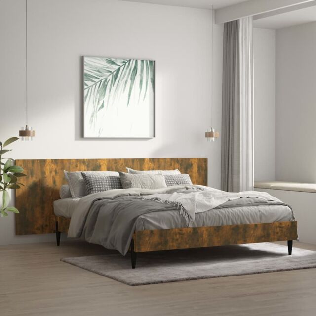 Berkfield Home Wall Headboard Smoked Oak 240x1.5x80 cm Engineered Wood in Brown - image 1