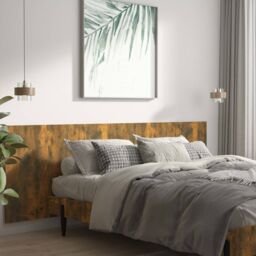 Berkfield Home Wall Headboard Smoked Oak 240x1.5x80 cm Engineered Wood in Brown - thumbnail 3