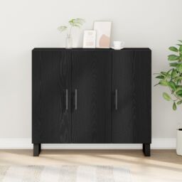 Berkfield Home Sideboard with 3 Doors Black Oak 90x34x80 cm Engineered Wood - Size: 90 x 34 x 80 cm - thumbnail 4