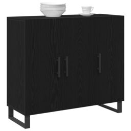 Berkfield Home Sideboard with 3 Doors Black Oak 90x34x80 cm Engineered Wood - Size: 90 x 34 x 80 cm - thumbnail 3
