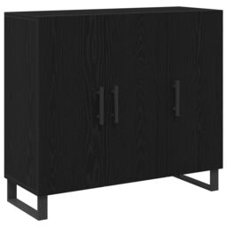 Berkfield Home Sideboard with 3 Doors Black Oak 90x34x80 cm Engineered Wood - Size: 90 x 34 x 80 cm - thumbnail 2
