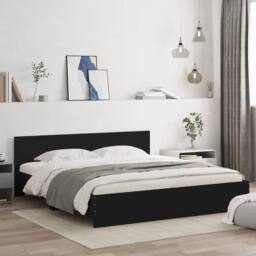 Berkfield Home Bed Frame without Mattress Black 180x200 cm Super King - thumbnail 2