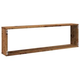 Berkfield Home Wall Cube Shelves 4 pcs Old Wood 100x15x30 cm Engineered Wood in Brown - Size: 100 x 15 x 30 cm - thumbnail 7