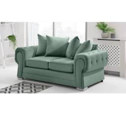 Furniture 786 Verona Scatter Back Plush Velvet 2 Seater Sofa in Green - thumbnail 1