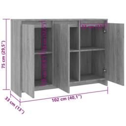 Berkfield Home Sideboard Grey Sonoma 102x33x75 cm Engineered Wood - Size: 102 x 33 x 75 cm - thumbnail 8