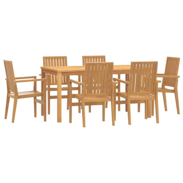Berkfield Home 7 Piece Garden Dining Set Solid Wood Teak in Brown - image 1