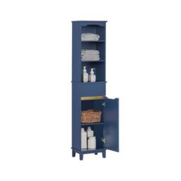 SoBuy Slim Bathroom Tall Cabinet With 3 Open Shelves & Drawer - H170cm in Dark Blue - thumbnail 7
