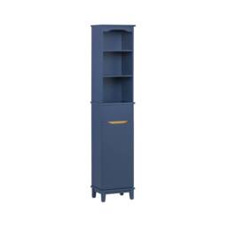 SoBuy Slim Bathroom Tall Cabinet With 3 Open Shelves & Drawer - H170cm in Dark Blue - thumbnail 2