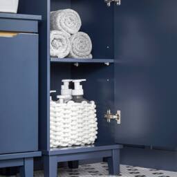 SoBuy Slim Bathroom Tall Cabinet With 3 Open Shelves & Drawer - H170cm in Dark Blue - thumbnail 9