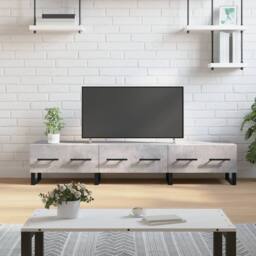 Berkfield Home TV Cabinet Concrete Grey 150x36x30 cm Engineered Wood - Size: 150 x 36 x 30 cm - thumbnail 2