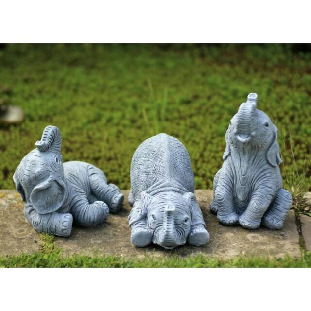 SPETLEK GARDEN ORNAMENTS LAUGHING ELEPHANTS in Grey - image 1