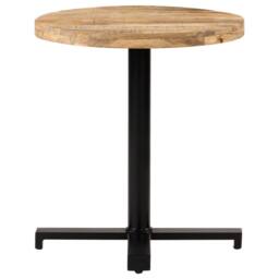 Berkfield Home Durable Bistro Table Round Ã˜70x75 cm Rough Mango Wood in Brown - Size: 70x75 cm - thumbnail 3