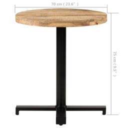 Berkfield Home Durable Bistro Table Round Ã˜70x75 cm Rough Mango Wood in Brown - Size: 70x75 cm - thumbnail 6