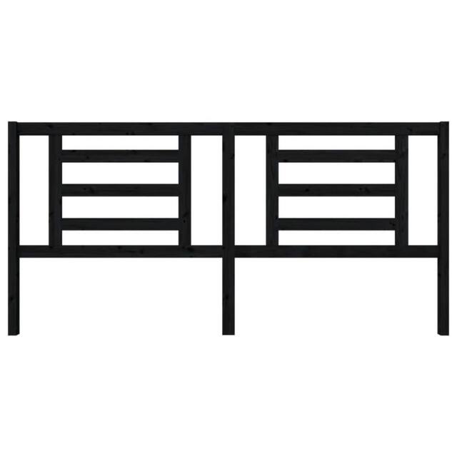 Berkfield Home Beautiful Bed Headboard Black 206x4x100 cm Solid Pine Wood - Size: 206 x 4 x 100 cm - image 1
