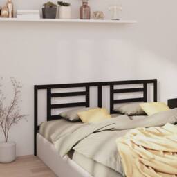 Berkfield Home Beautiful Bed Headboard Black 206x4x100 cm Solid Pine Wood - Size: 206 x 4 x 100 cm - thumbnail 2