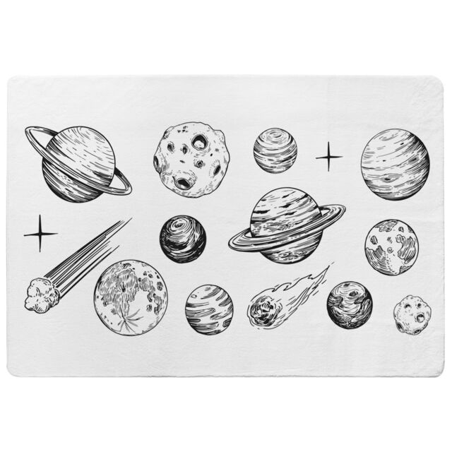 Benjamin Tate Design Set Of Space Objects Planets, Stars Designer Rug in Natural - Size: Large - image 1