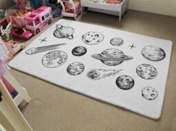 Benjamin Tate Design Set Of Space Objects Planets, Stars Designer Rug in Natural - Size: Large - thumbnail 2