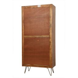 Jaipur Furniture Ltd Nyack Almiraha Cabinet - Mango Wood/Iron - L45 x W86 x H185 cm - Light Brown with Natural Rattan - Assembly Required - thumbnail 5