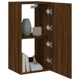 Berkfield Home TV Wall Cabinet with LED Lights Brown Oak 40.5x35x80 cm - thumbnail 6