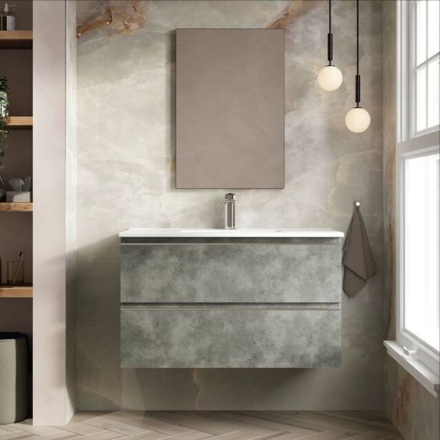 Banyetti Vatilla 1000mm Wall Hung Vanity Unit with Lira Basin - Cemento Grey - image 1