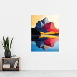 "Artery8 Mount Assiniboine Abstract Mountain Lake Landscape Wall Art Print - Size: W24"" x H32""" - thumbnail 4
