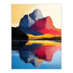 "Artery8 Mount Assiniboine Abstract Mountain Lake Landscape Wall Art Print - Size: W24"" x H32""" - thumbnail 1