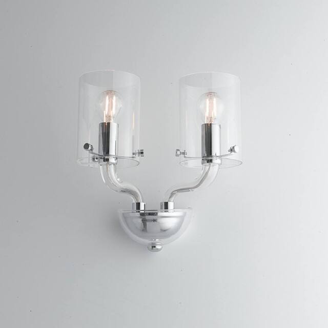 Netlighting AURORA Wall Lamp with 2 Light Glass Shades Transparent 31x24x17cm in Clear - Size: 31 x 24 x 17 cm