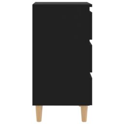Berkfield Home Bed Cabinet with Solid Wood Legs Black 40x35x69 cm - Size: 40 x 35 x 69 cm - thumbnail 6