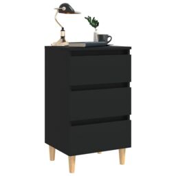 Berkfield Home Bed Cabinet with Solid Wood Legs Black 40x35x69 cm - Size: 40 x 35 x 69 cm - thumbnail 3