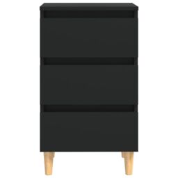 Berkfield Home Bed Cabinet with Solid Wood Legs Black 40x35x69 cm - Size: 40 x 35 x 69 cm - thumbnail 5