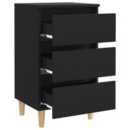 Berkfield Home Bed Cabinet with Solid Wood Legs Black 40x35x69 cm - Size: 40 x 35 x 69 cm - thumbnail 4