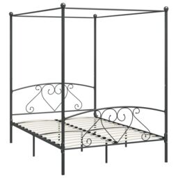 Berkfield Home Canopy Bed Frame Grey Metal 160x200 cm - thumbnail 2