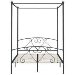 Berkfield Home Canopy Bed Frame Grey Metal 160x200 cm - thumbnail 3