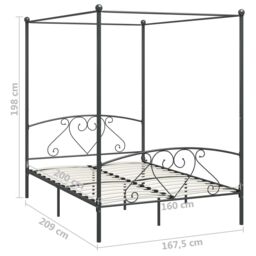 Berkfield Home Canopy Bed Frame Grey Metal 160x200 cm - thumbnail 5