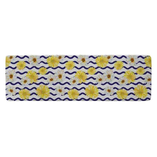 Benjamin Tate Design Bright Yellow Flowers & Zig Zags Runner Rug in Natural - Size: 67 cm x 230 cm - image 1
