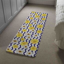 Benjamin Tate Design Bright Yellow Flowers & Zig Zags Runner Rug in Natural - Size: 67 cm x 230 cm - thumbnail 4