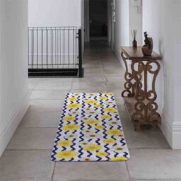 Benjamin Tate Design Bright Yellow Flowers & Zig Zags Runner Rug in Natural - Size: 67 cm x 230 cm - thumbnail 3