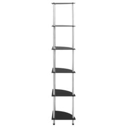 Berkfield Home Durable 6-Tier Shelf Black 30x30x160 cm Tempered Glass - Size: 30 x 30 x 160 cm