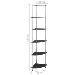Berkfield Home Durable 6-Tier Shelf Black 30x30x160 cm Tempered Glass - Size: 30 x 30 x 160 cm - thumbnail 6