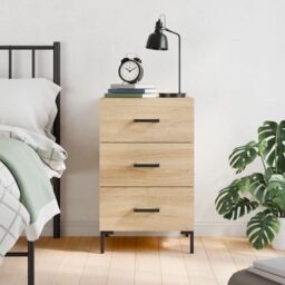 Berkfield Home Bedside Cabinet Sonoma Oak 40x40x66 cm Engineered Wood in Brown - Size: 40 x 40 x 66 cm - thumbnail 1