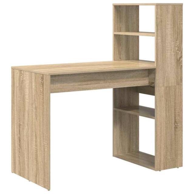 Berkfield Home Desk with Storage Sonoma Oak 113x54x120 cm Engineered Wood in Beige - Size: 113 x 54 x 120 cm - image 1