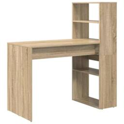 Berkfield Home Desk with Storage Sonoma Oak 113x54x120 cm Engineered Wood in Beige - Size: 113 x 54 x 120 cm - thumbnail 1