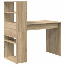 Berkfield Home Desk with Storage Sonoma Oak 113x54x120 cm Engineered Wood in Beige - Size: 113 x 54 x 120 cm - thumbnail 7