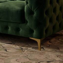 Sofaya Monaco Chesterfield 4 Seater Sofa Velvet Right Hand L Shaped Chaise in Green - Size: 4 Person - thumbnail 5
