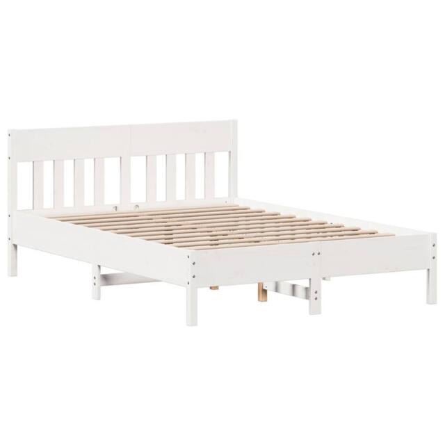 Berkfield Home Bed Frame Frame White 120x190 cm Small Double Solid Wood Pine - image 1