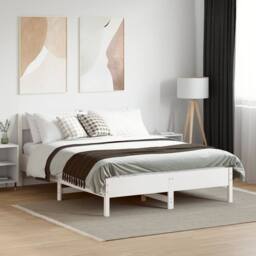 Berkfield Home Bed Frame Frame White 120x190 cm Small Double Solid Wood Pine - thumbnail 3