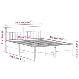 Berkfield Home Bed Frame Frame White 120x190 cm Small Double Solid Wood Pine - thumbnail 9